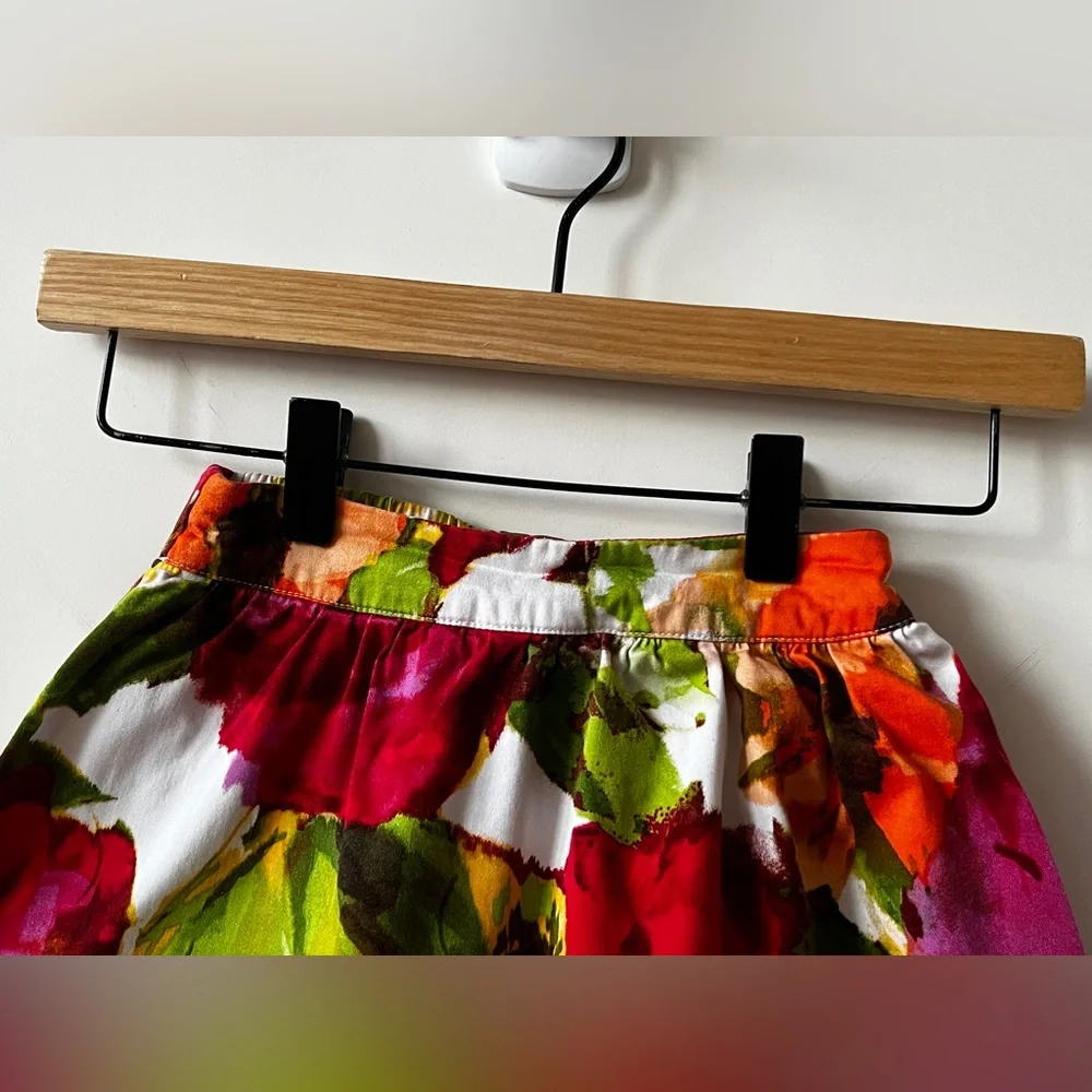 Paper Doll Colorful Floral Girls Skirt with ruffle